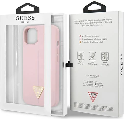 Mbështjellës Guess Silicone Triangle për iPhone 13 6.1", vjollcë