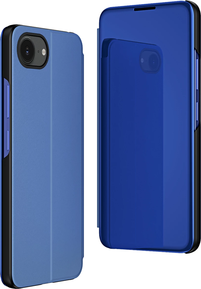 Mbështjellës Hurtel Clear View Case për iPhone 16e, me kapak, Blu