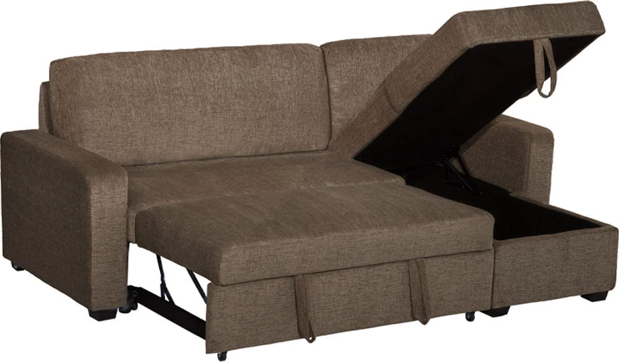 Kënd divani Tresor, shtrat, kafe, 223x145x91cm
