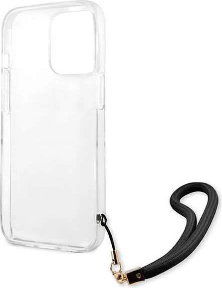 Mbështjellës Guess GUHCP13XKCABBK për iPhone 13 Pro Max 6.7", Camo, i zi, me varëse