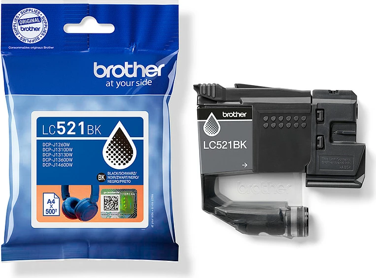 Kartrixhe boje Brother LC521BK, origjinale, 500 faqe, e zezë
