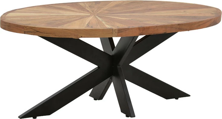 Tavolinë ovale Fardy, dru akacie masiv, ngjyrë natyrale-e zezë, 120x60x45cm