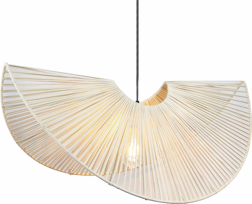 Llambë tavani Lotus, metal dhe ratan natyral, 81x46x32cm