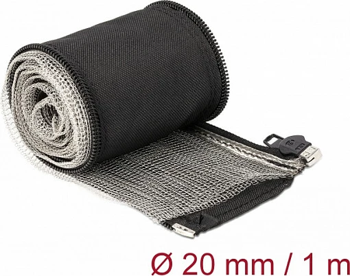 Mbështjellës kabllosh DeLOCK EMI Shielding, 1 m, Ø 20 mm, me zinxhir, rezistent ndaj nxehtësisë, i zi