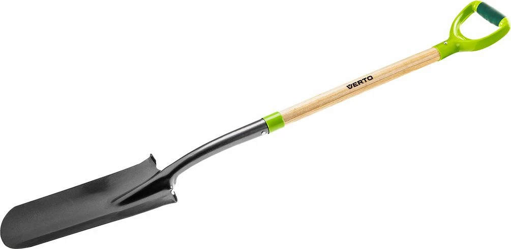 Lopatë drenazhi Verto 15G014, bisht druri, teh metal, e zezë