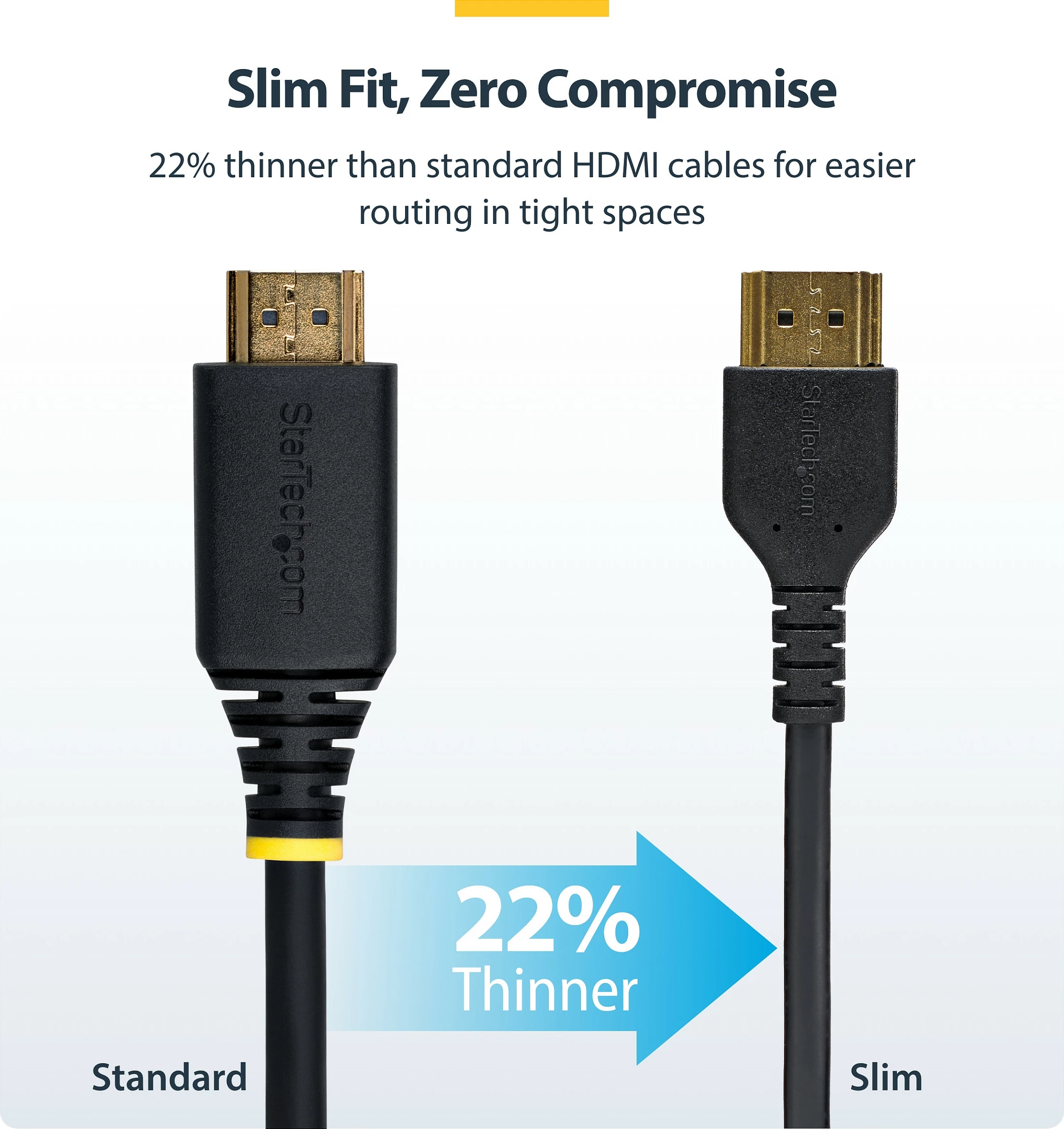 Kabllo HDMI StarTech Slim HDMI 2.0 Premium Certified, 2m, 4K 60Hz HDR10, ARC, e zezë