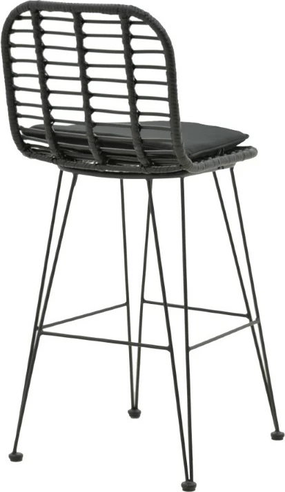 Karrige për bar Naoki, jastëk PE, ngjyrë e zezë, këmbë metalike, 46x56x110cm
