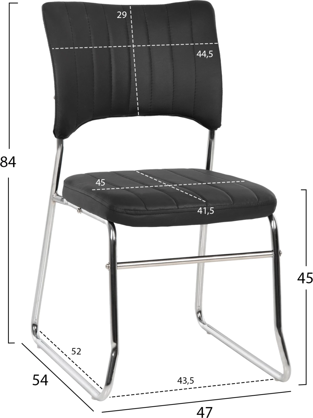 Karrige konferencash, set prej 4 copë, e zezë, FH1071.01, 47x54x84 cm