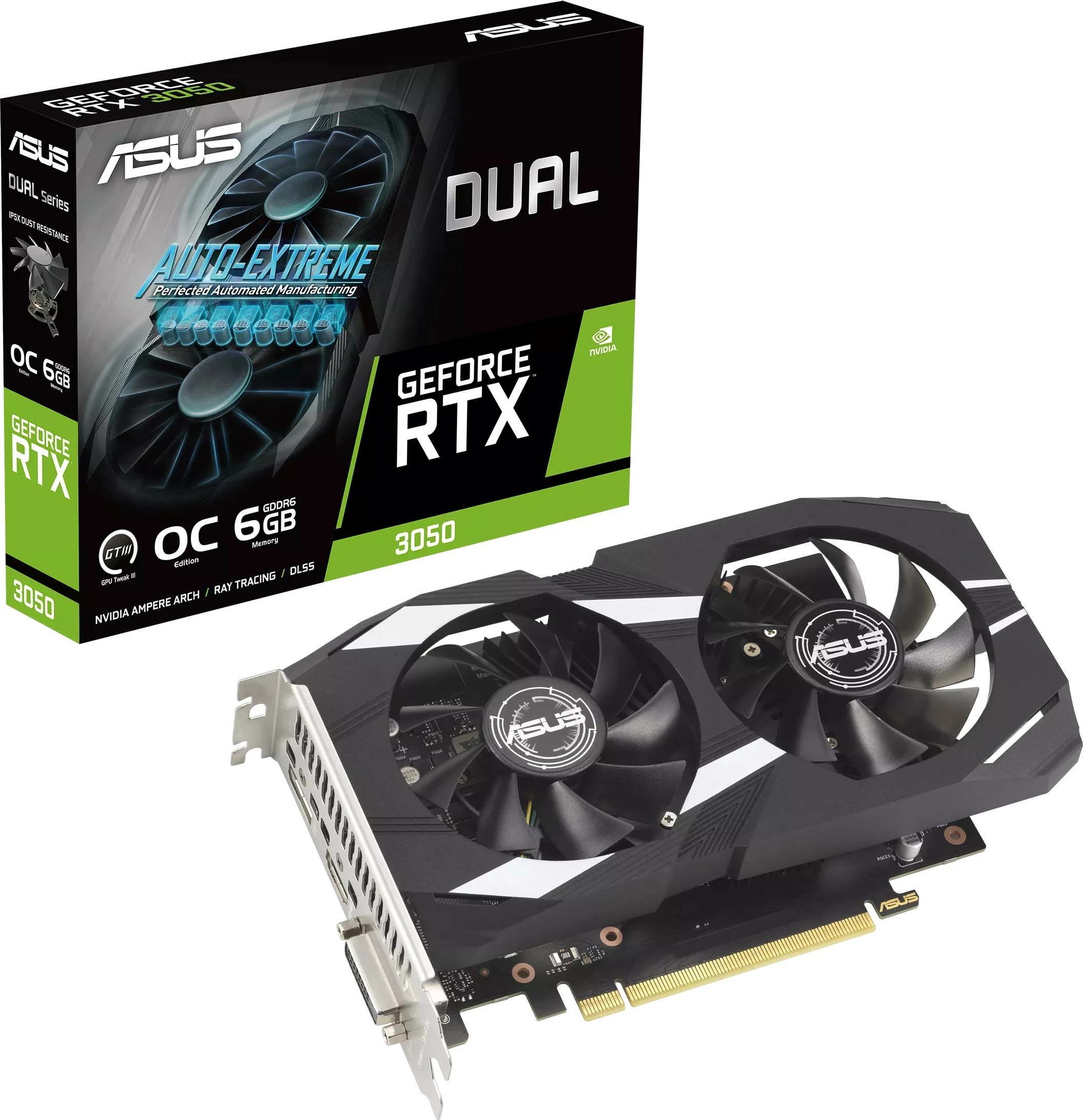 Kartelë grafike ASUS Dual GeForce RTX 3050, 6 GB, GDDR6, PCI Express 4.0, e zezë