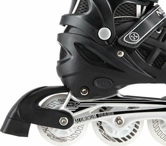 Set patinash 4-në-1 Nils Extreme NH10905, e rregullueshme 31-34, rrota LED 64mm 82A, ABEC 7, me frena, e zezë