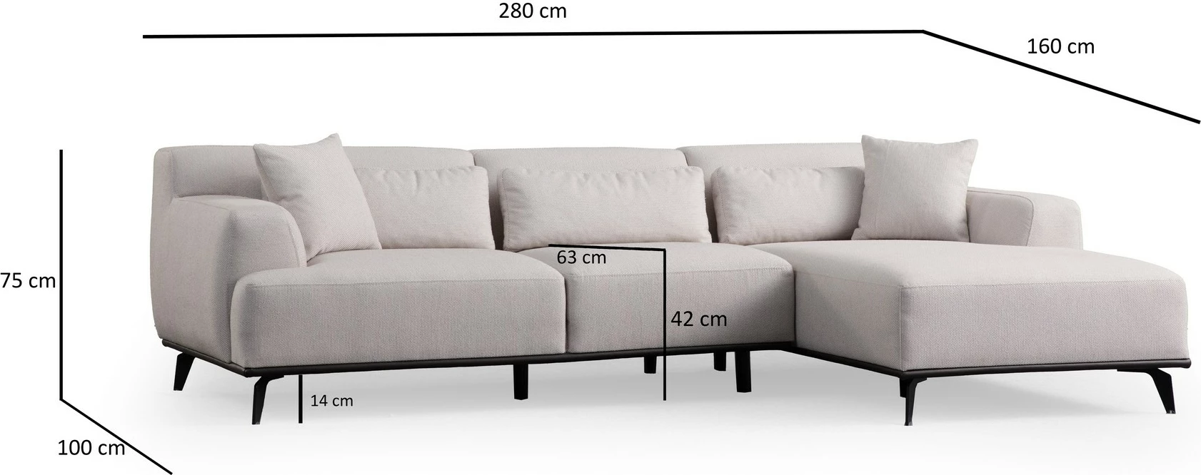 Kënd-sofë Atelier del Sofa, Jaguar Corner L2-Chl, e bardhë