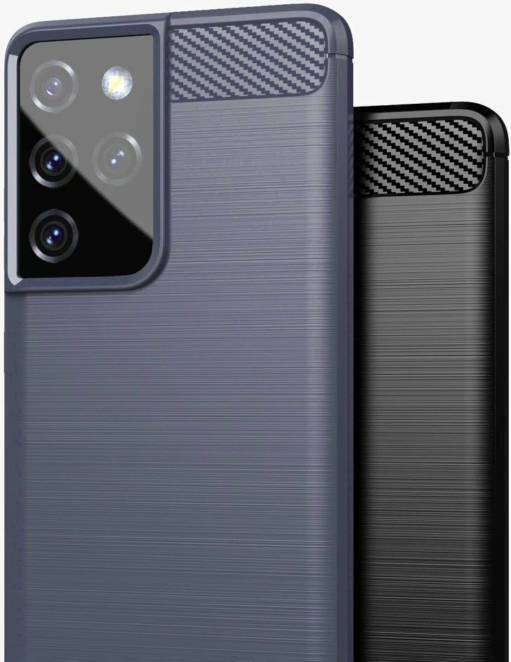 Mbështjellës Hurtel Carbon Case për Samsung Galaxy S21 Ultra 5G, TPU, Blu