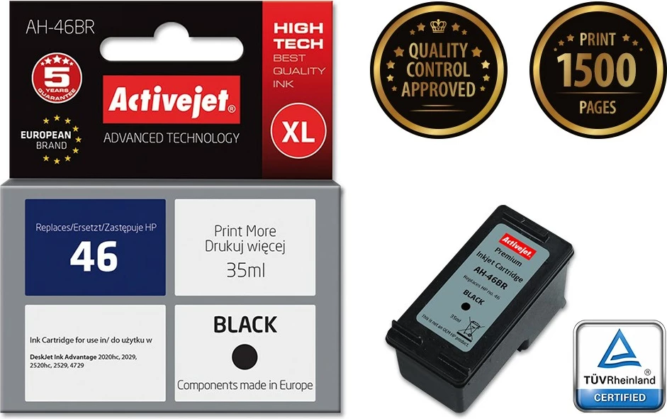 Ngjyrë zëvendësuese Activejet AH-46BR për printer HP, 35ml, e zezë