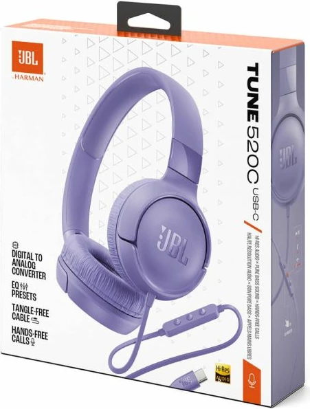 Kufje JBL Tune 520 USB-C me kabllo, Hi-Res, mikrofon, vjollcë