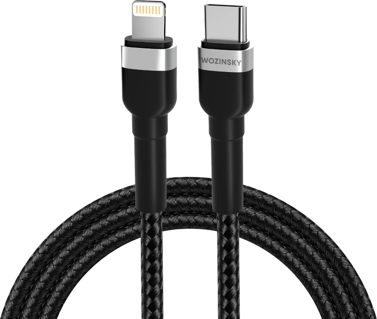 Kabllo karikimi dhe të dhënash Wozinsky WNBCL2, USB-C në Lightning, 2m, 30W, najlon, e zezë