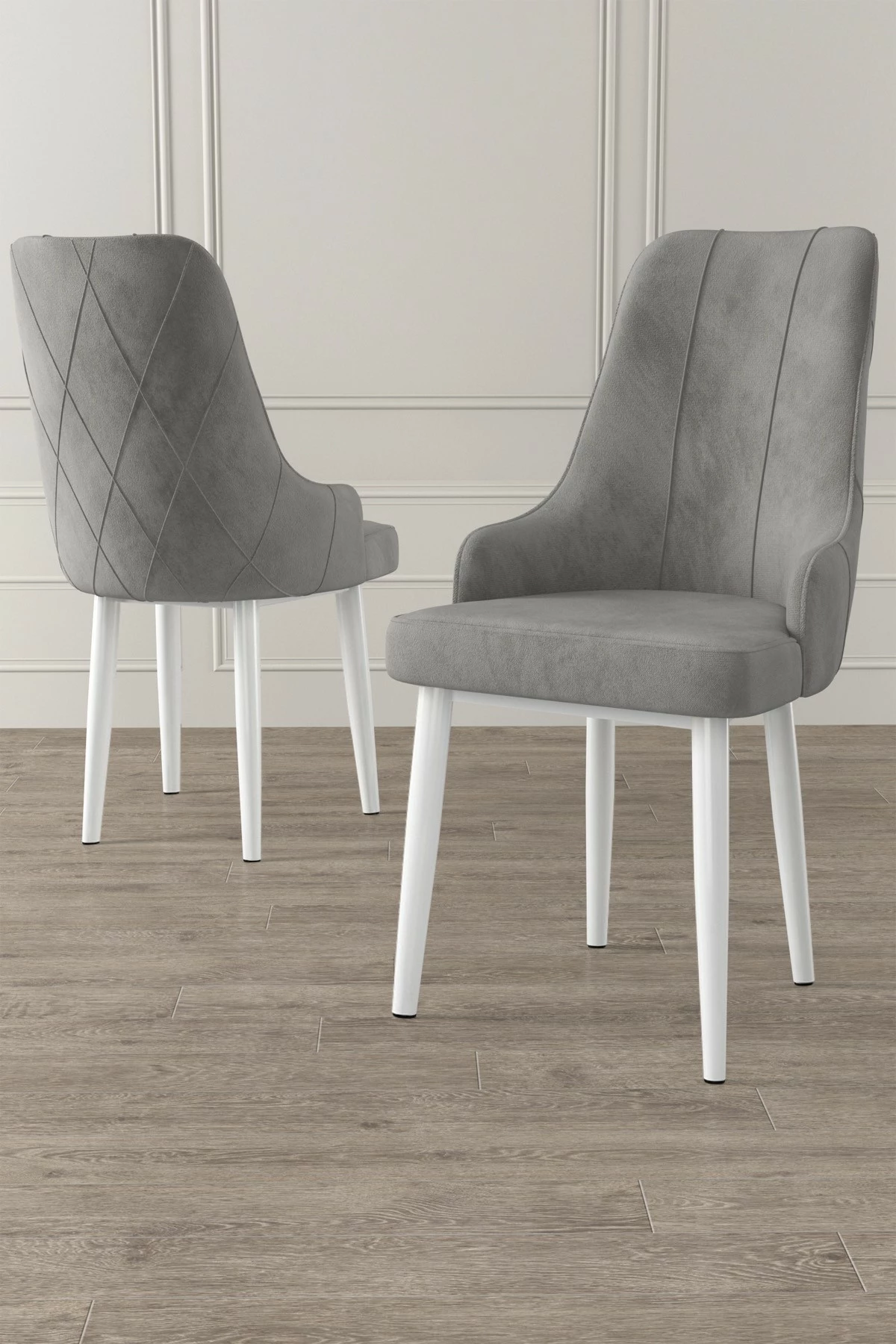 Set karrigesh (4 copë) Hanah Home, Trex, gri dhe e bardhë