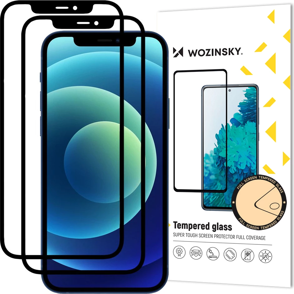 Xham i temperuar Wozinsky Full Glue për iPhone 12 / iPhone 12 Pro, 2 copë, i zi