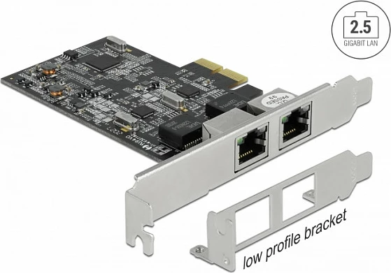 Kartelë rrjeti DeLOCK PCIe x2 RTL8125, 2x RJ45 2.5GbE, low-profile