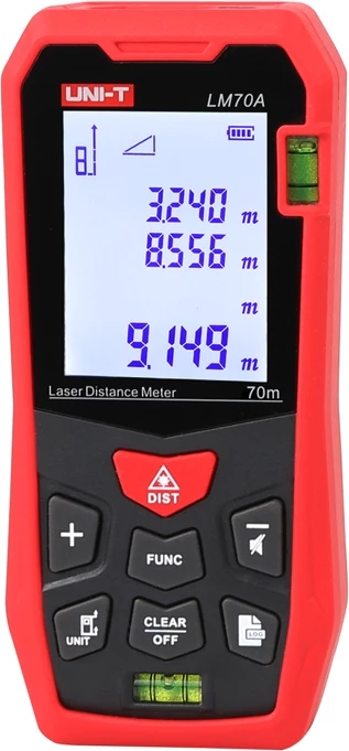 Matës distance lazer, UNI-T, LM70A, 70 m, saktësi deri ±2 mm, ekran 2 inç, me kuti transporti