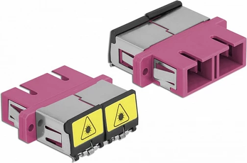 Kupler fibër optike DeLOCK SC Duplex femër në SC Duplex femër, OM4 multi-mode, vjollcë