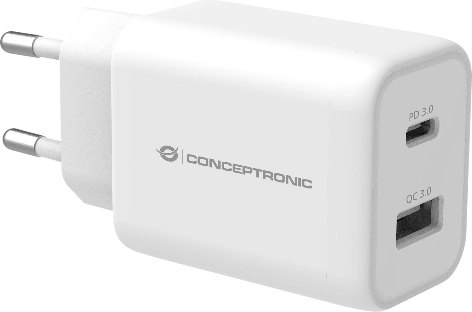 Karikues Conceptronic ALTHEA 33W, 2 porta USB-C PD 3.0 (PPS) + USB-A QC 3.0, i bardhë