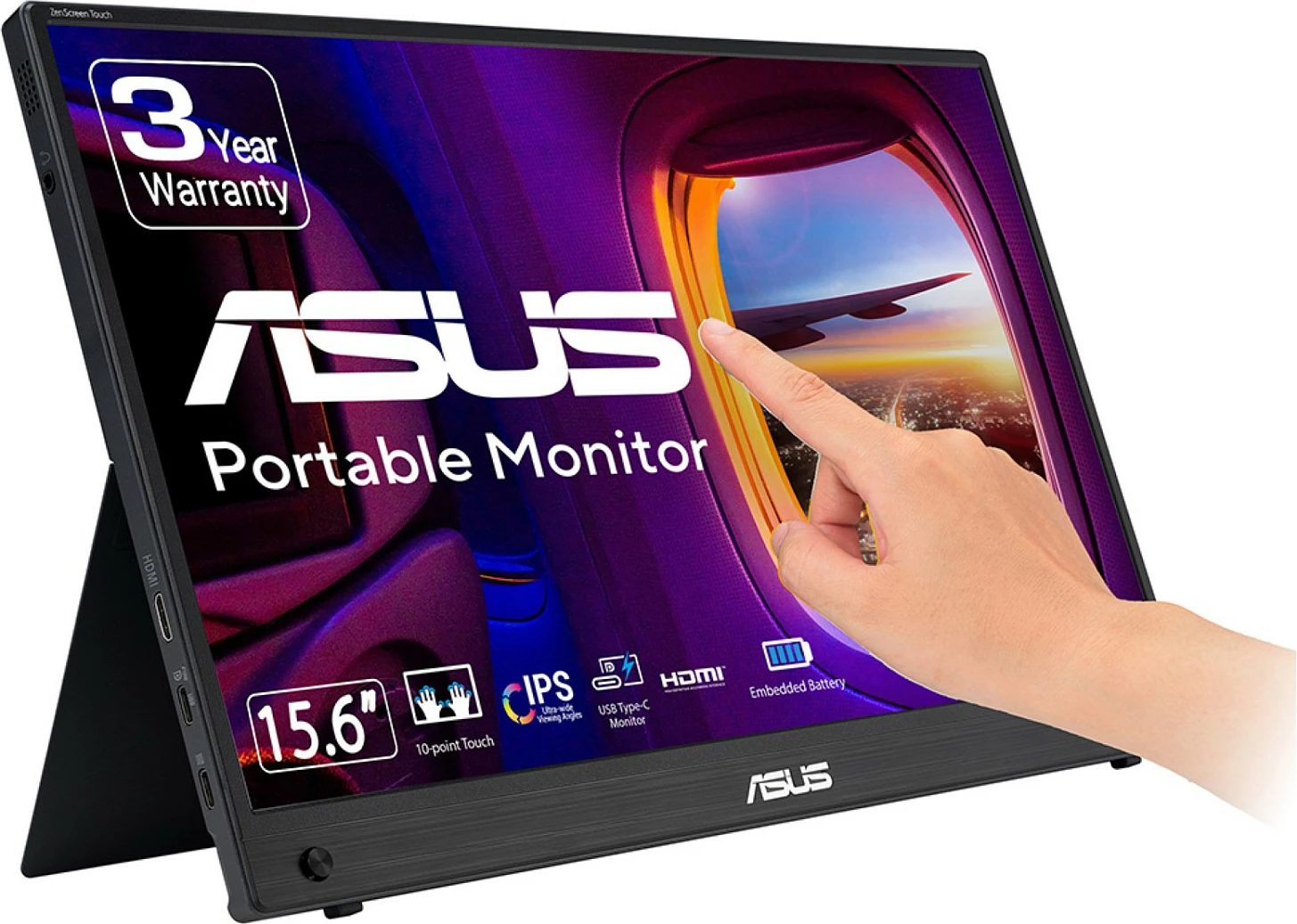 Monitor portabël ASUS ZenScreen MB16AMTR, 15.6", Full HD, Touchscreen, 7800mAh, i zi