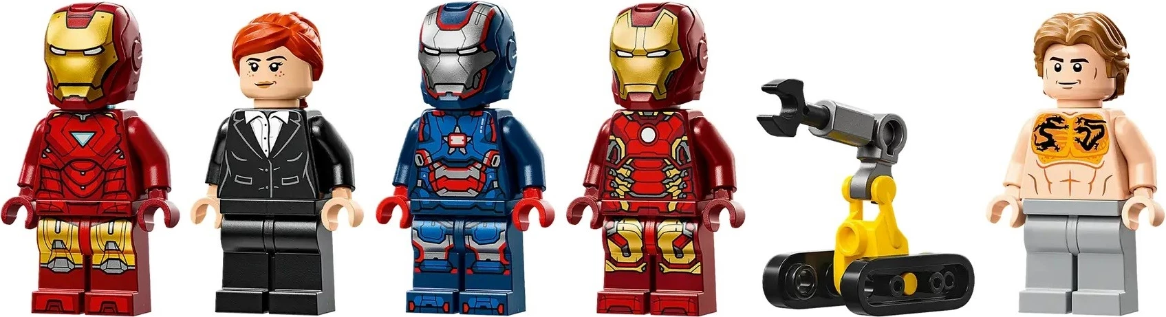 Set lodrash LEGO Marvel 76315 Iron Man’s Laboratory: Hall of Armor, 5 minifigura