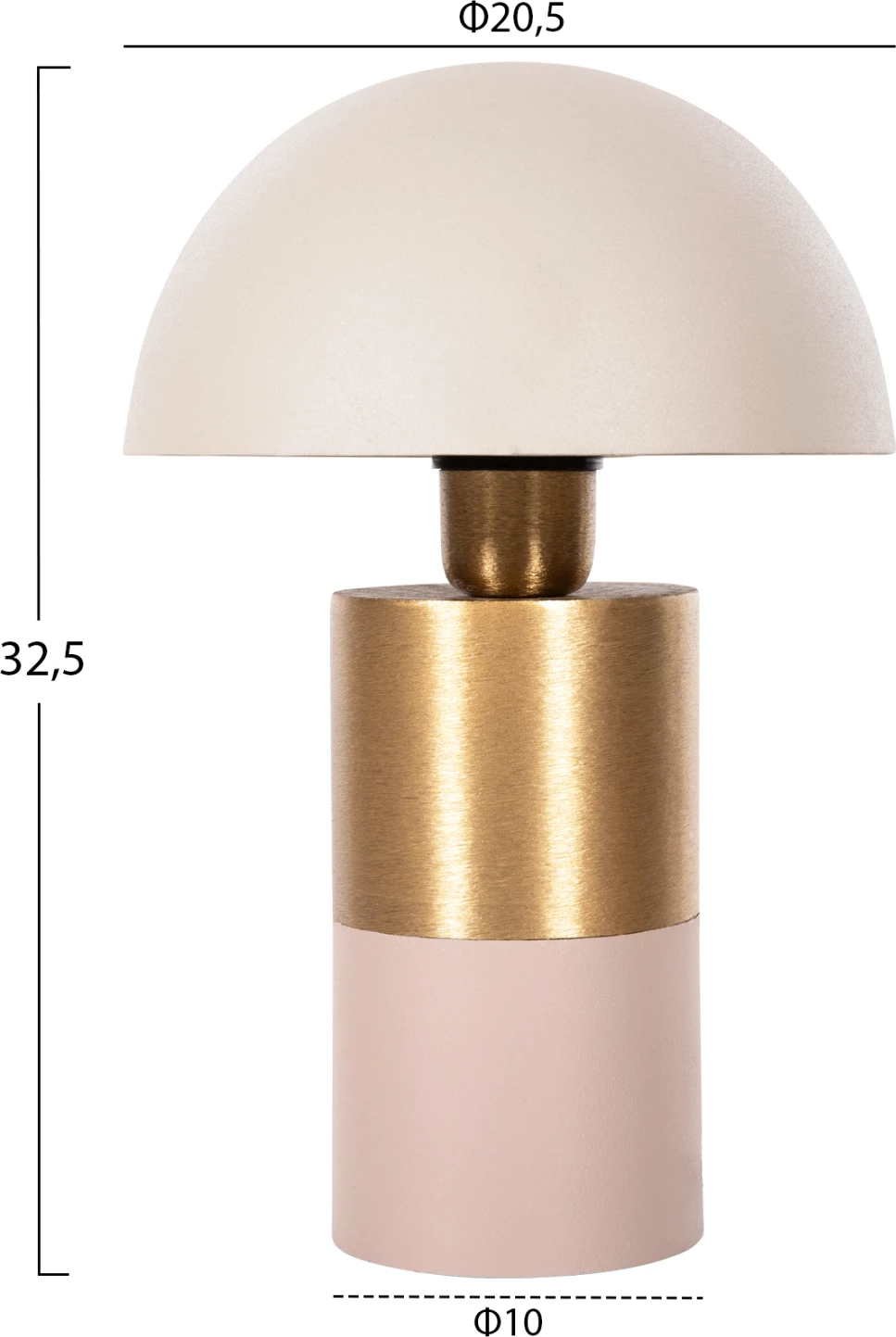 Llambë tavoline Pune, FH4245.10, metal, ngjyrë bezhë-ari, Φ20,5x32,5H cm