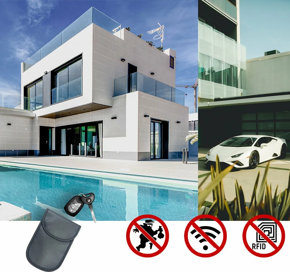 Mbështjellës kundër vjedhjes për çelësa makine Hurtel, Faraday Box, 14x10cm, i zi