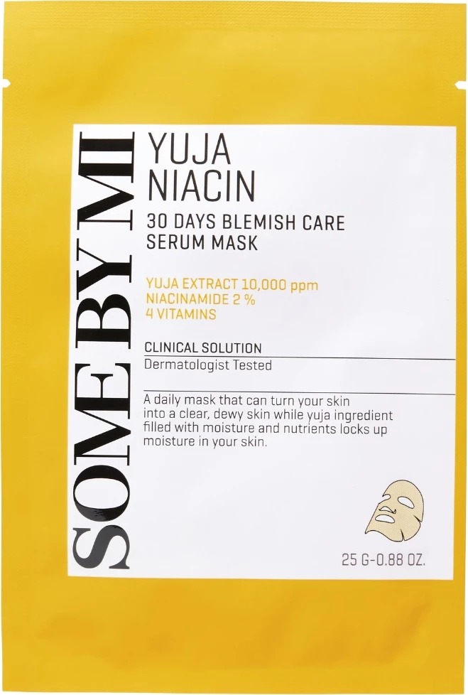 Maskë për fytyrë Some By Mi Yuja Niacin Blemish Care Serum Mask Brightening Sheet Mask për femra, 25g