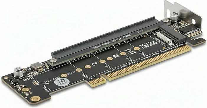Kartë adapter PCIe DeLOCK PCI Express 4.0 x16, 2x M.2 NVMe (Key M), bifurcation, e zezë