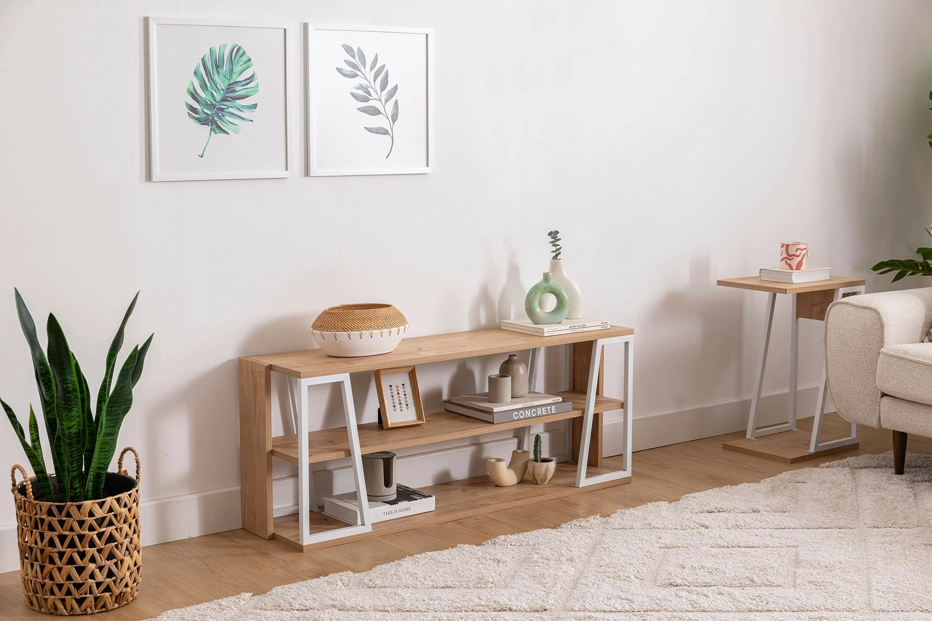 Komodë TV Hanah Home, Lissa Rafli, e bardhë dhe safir