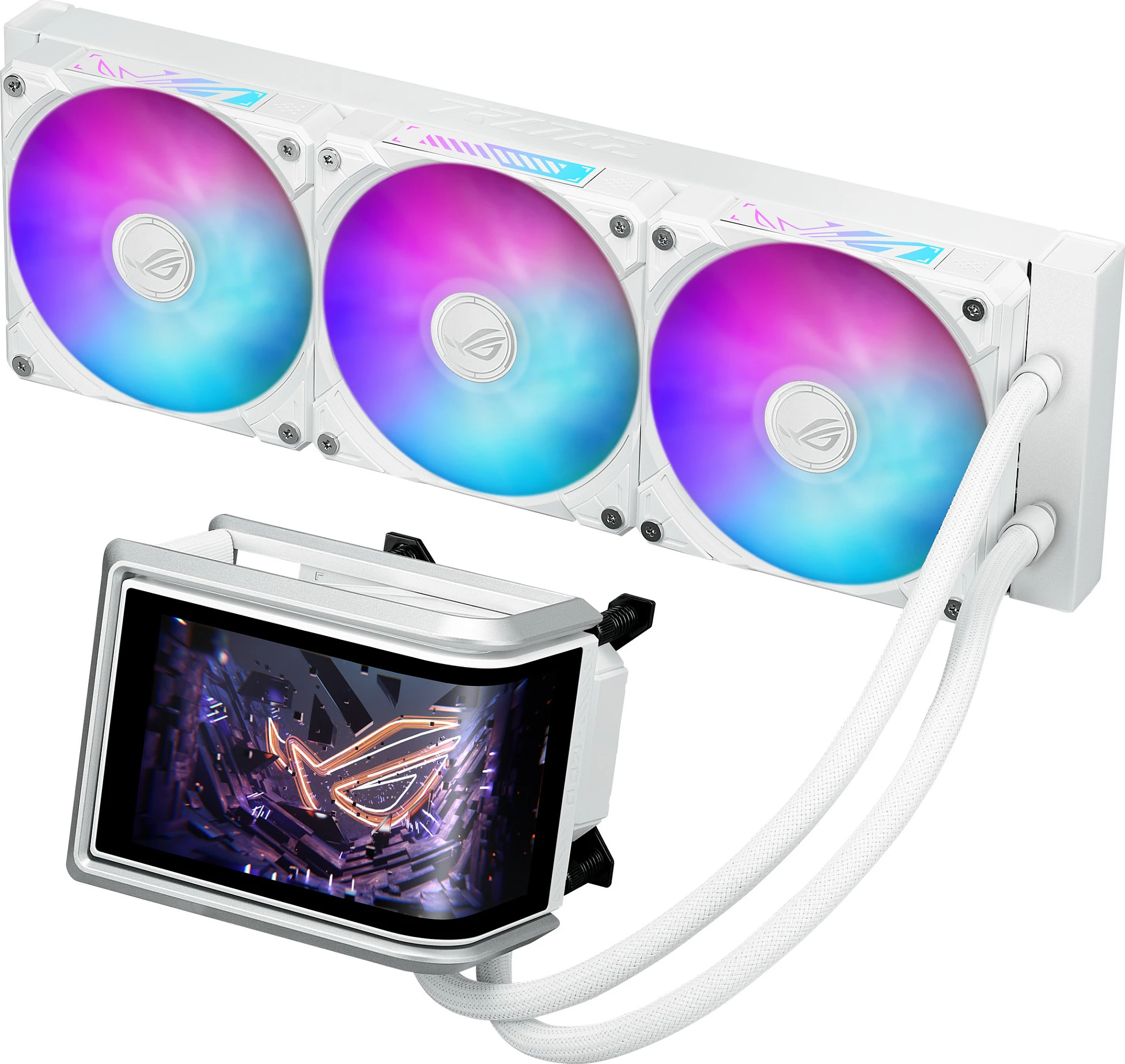 Ftohës uji AIO ASUS ROG RYUO IV 360 ARGB, 3x120mm, ekran AMOLED 6.67", i bardhë