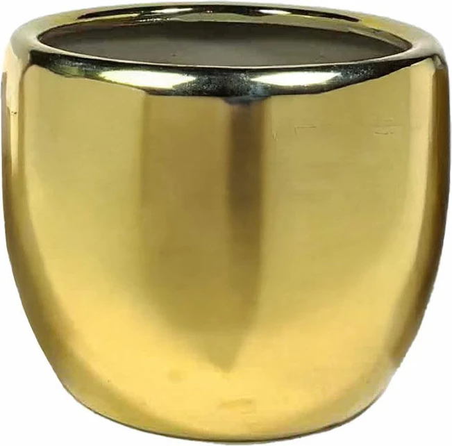 Vazo dekorative prej qeramike, ngjyrë ari, 28x28x24cm