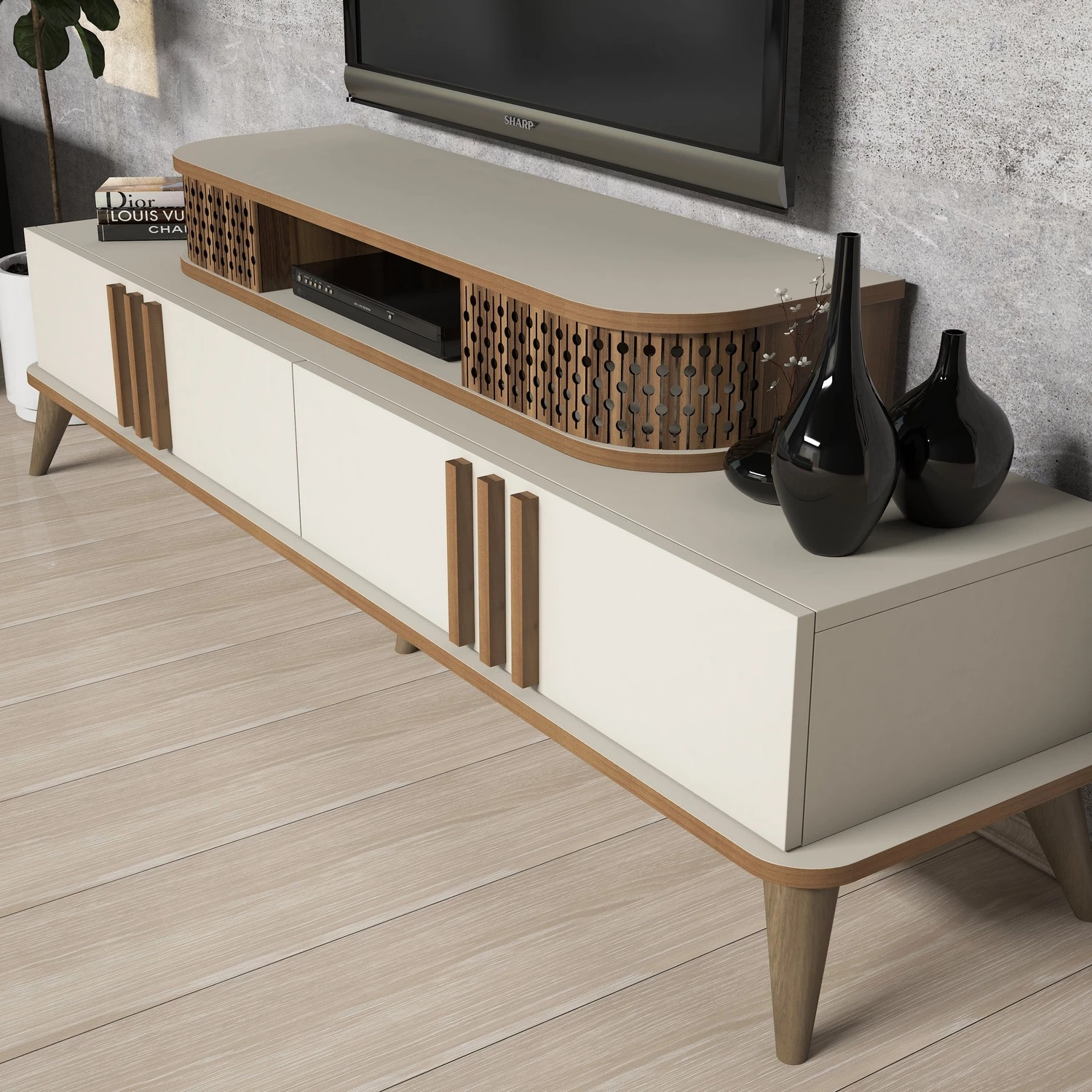 Komodë TV Hanah Home, Eylül, ngjyrë krem