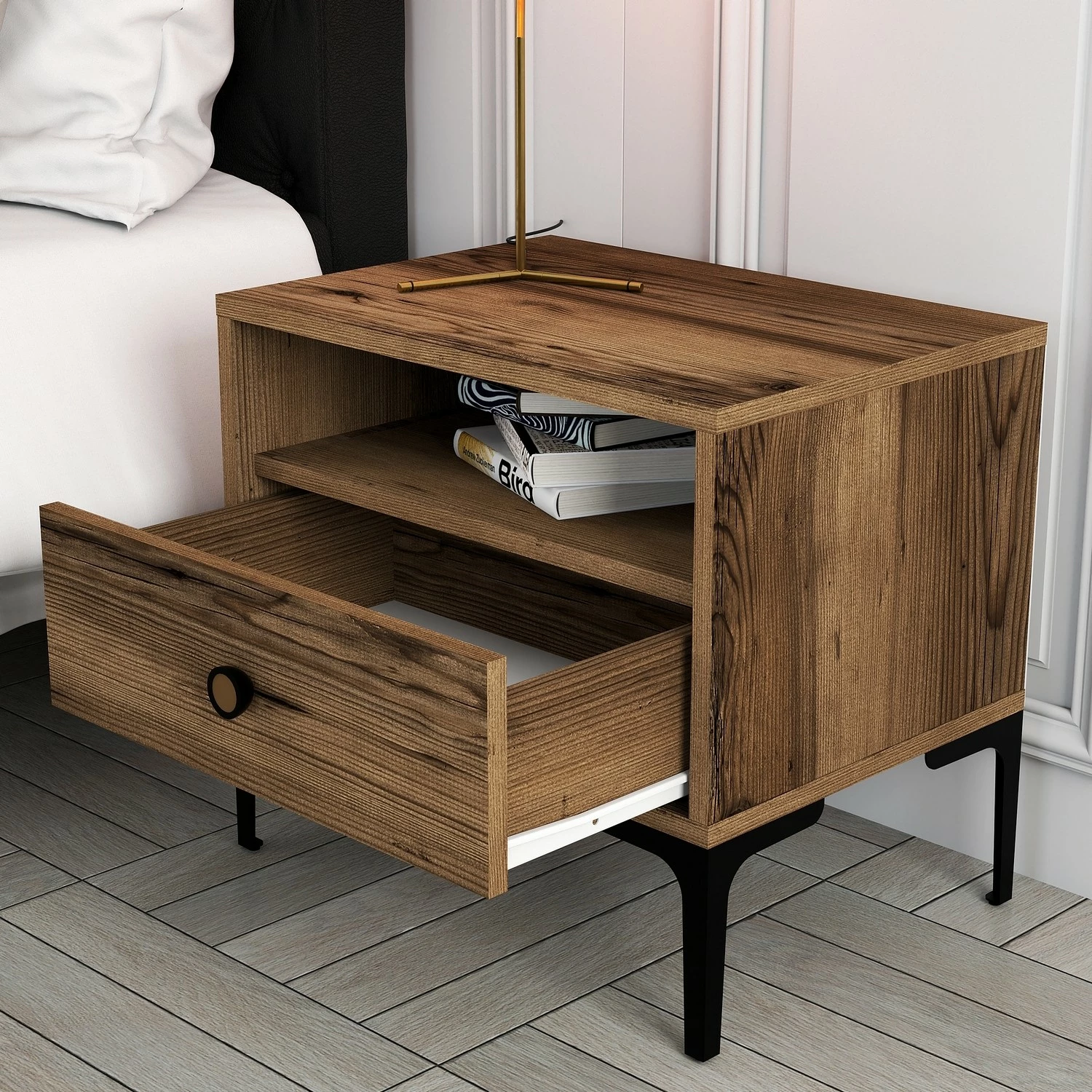 Komodinë Hanah Home, Lizbon 532, ngjyrë arre