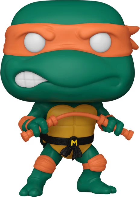 Figurë koleksionuese Funko Pop TV Funko Teenage Mutant Ninja Turtles Michelangelo vinyl, jeshile/portokalli