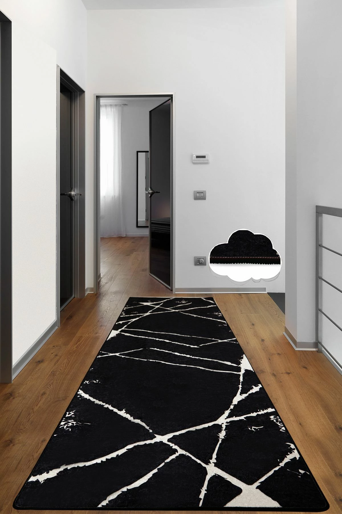 Qilim Conceptum Hypnose, 80x120cm, ngjyrë e zezë me të bardhë, Broken