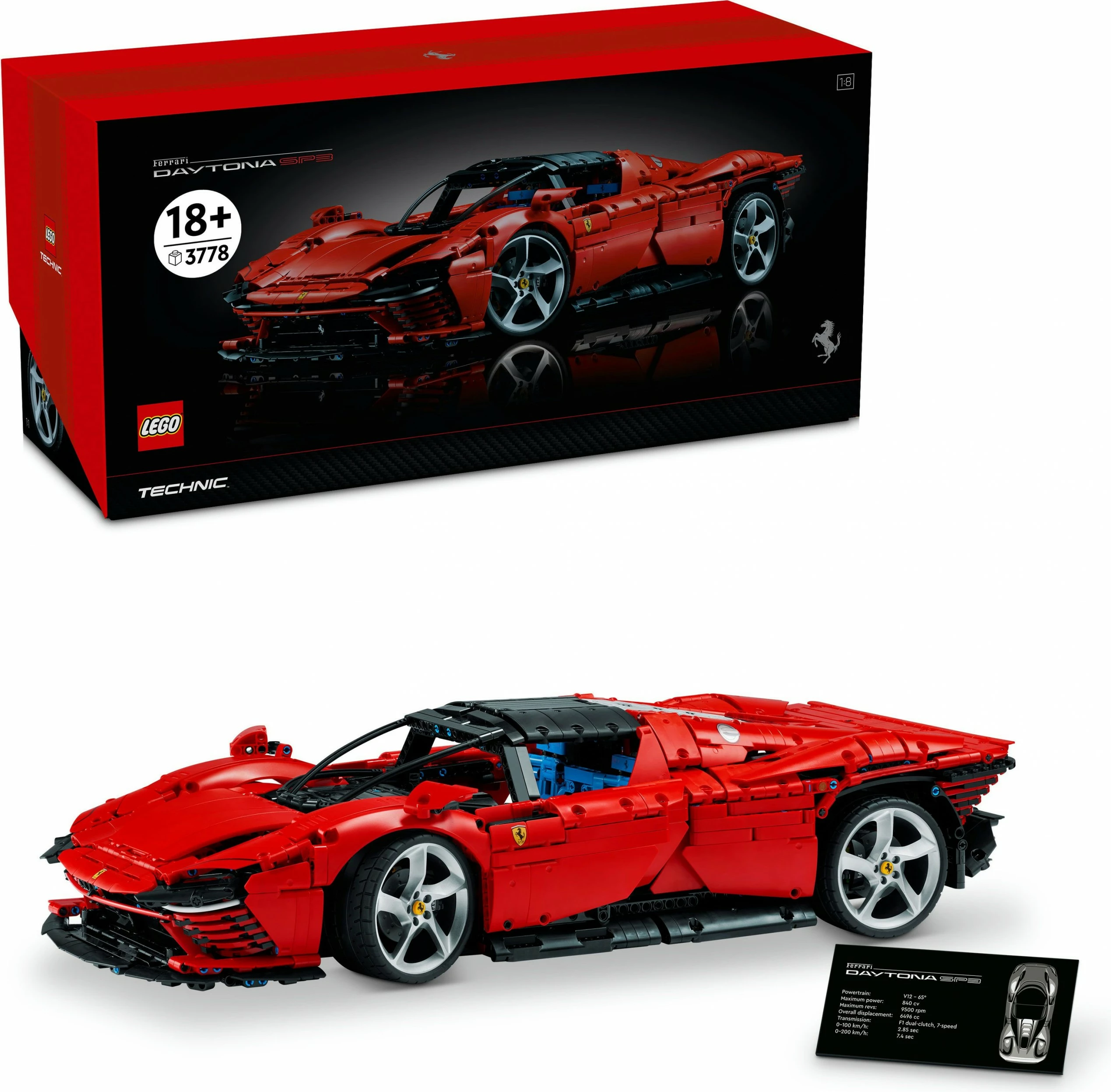 Set ndërtimi LEGO Technic Ferrari Daytona SP3, 3778 pjesë, plastikë, 6.99 kg