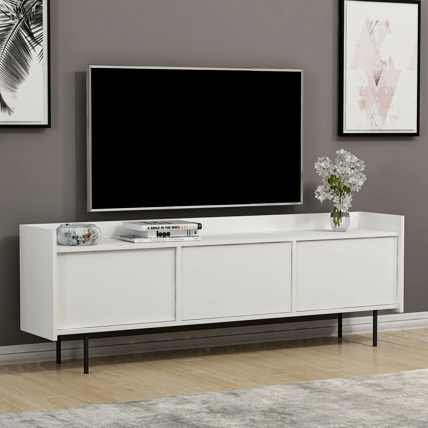 Komodë TV Hanah Home, Atlas, e bardhë