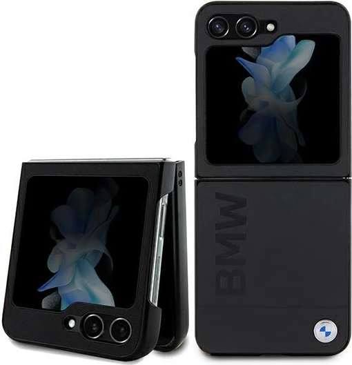 Mbështjellës BMW Leather Hot Stamp për Samsung Galaxy Z Flip 5, i zi