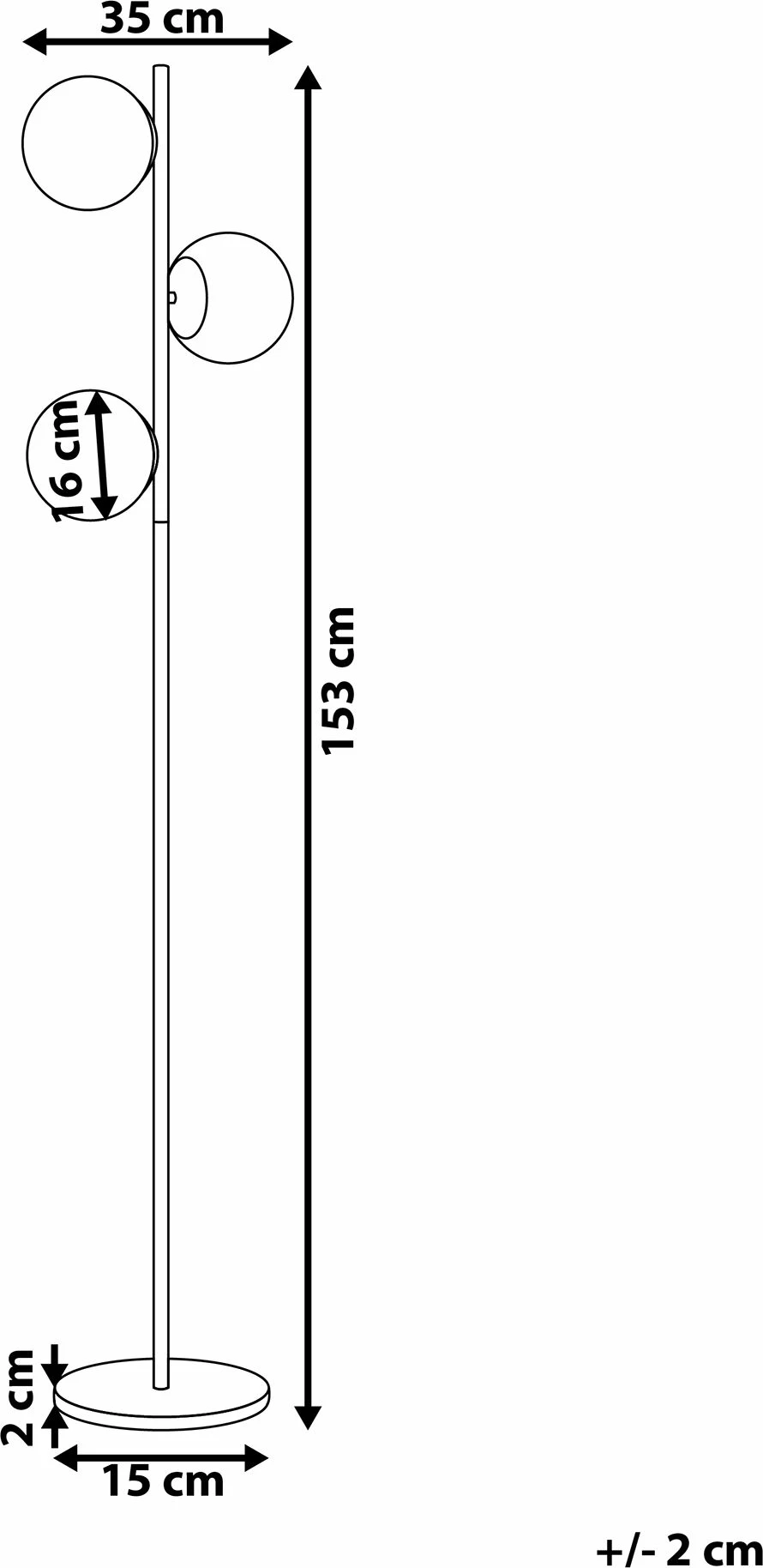 Lampë dyshemeje Beliani WADI, 153 cm, 3xE14, max 25 W, ar