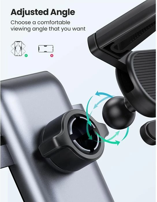 Mbajtës celulari për veturë UGREEN Gravity 30401, montim në grila ajrimi, 4.7-7\", rrotullim 360°, i zi