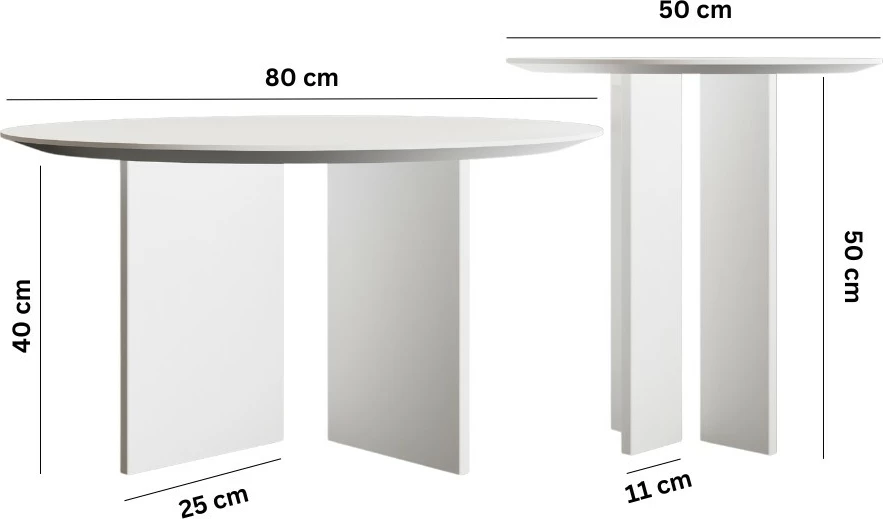 Set tavolinash kafeje Skye Decor, Leo (45 + 42), të bardha