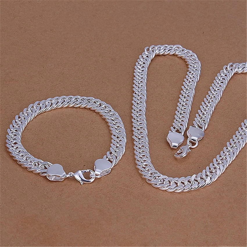Set Xuping të flakëruar në argjend - qafore + byzylyk, unisex