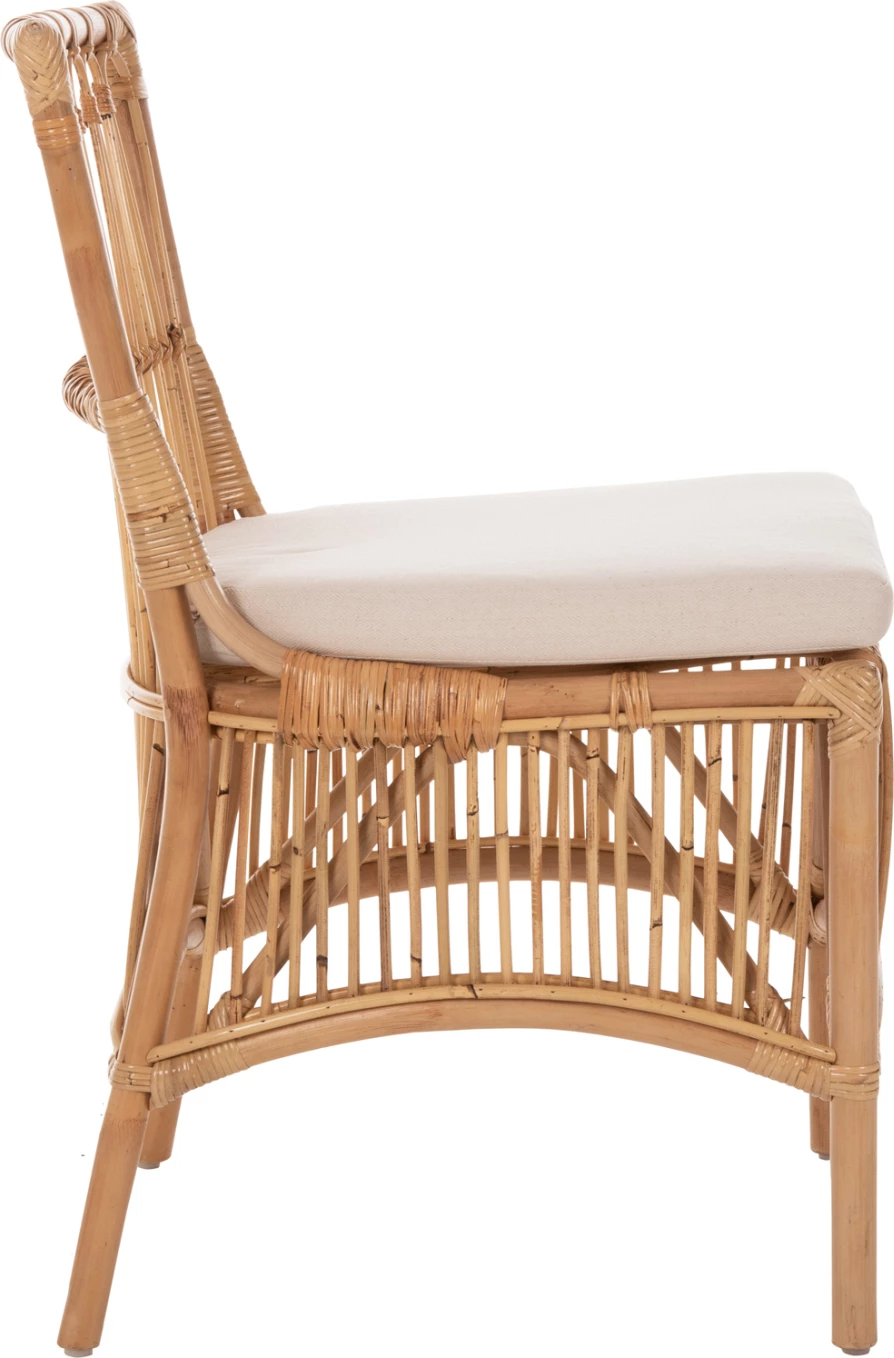 Karrige për ngrënie THALIN FH9834 rattan ngjyrë natyrale-jastëk ngjyrë bardhë 53x58x91Hcm