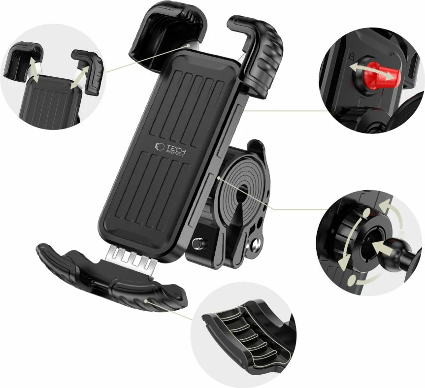 Mbajtëse celulari për timon Tech-Protect V7, për 5.7–6.8", e zezë, 1 copë