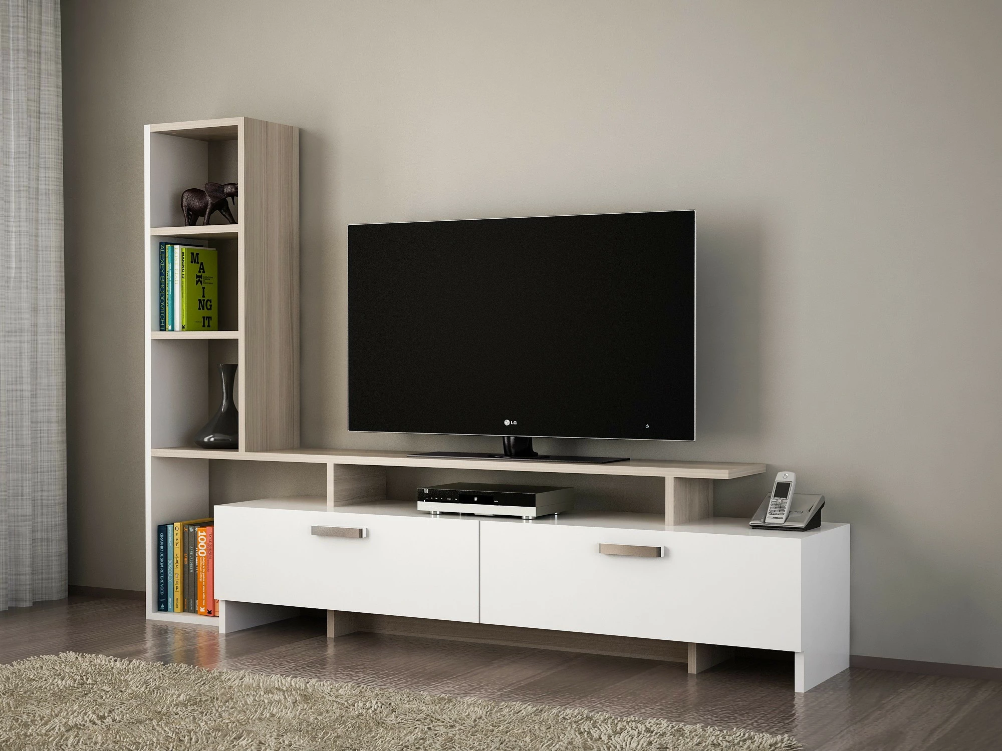 Njësi TV Hanah Home, ngjyrë e bardhë, Cordoba