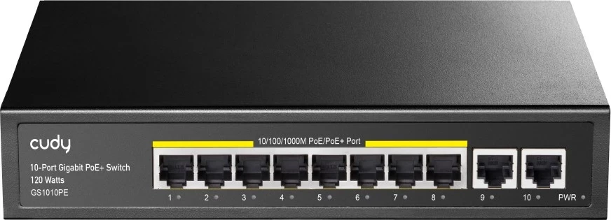 Switchi rrjeti Cudy GS1010PE, Gigabit Ethernet (10/100/1000), PoE, Ngjyrë e zezë
