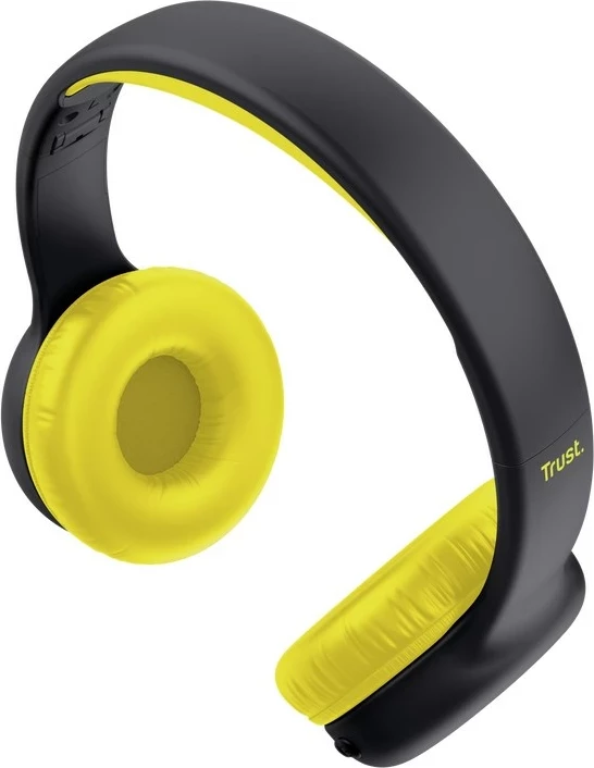 Kufje Trust Nouna, me Bluetooth & USB Type-C, për thirrje/muzikë, e zezë/verdhe